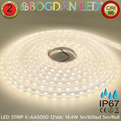 LED STRIP K-AA5050-4000K DC-12V IP67 BOGDAN LED LED STRIP K-AA5050-4000K DC-12V IP67 BOGDAN LED