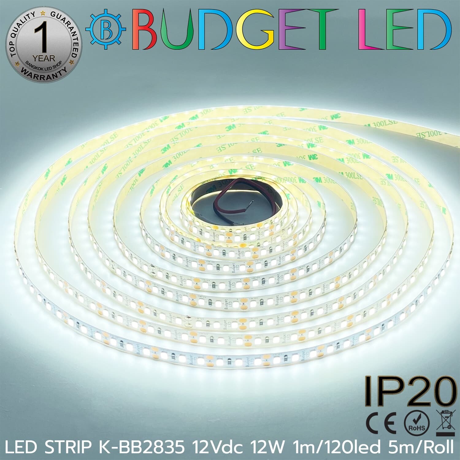 LED STRIP K-BB2835-120-6500K DC-12V IP20 BUDGET LED
