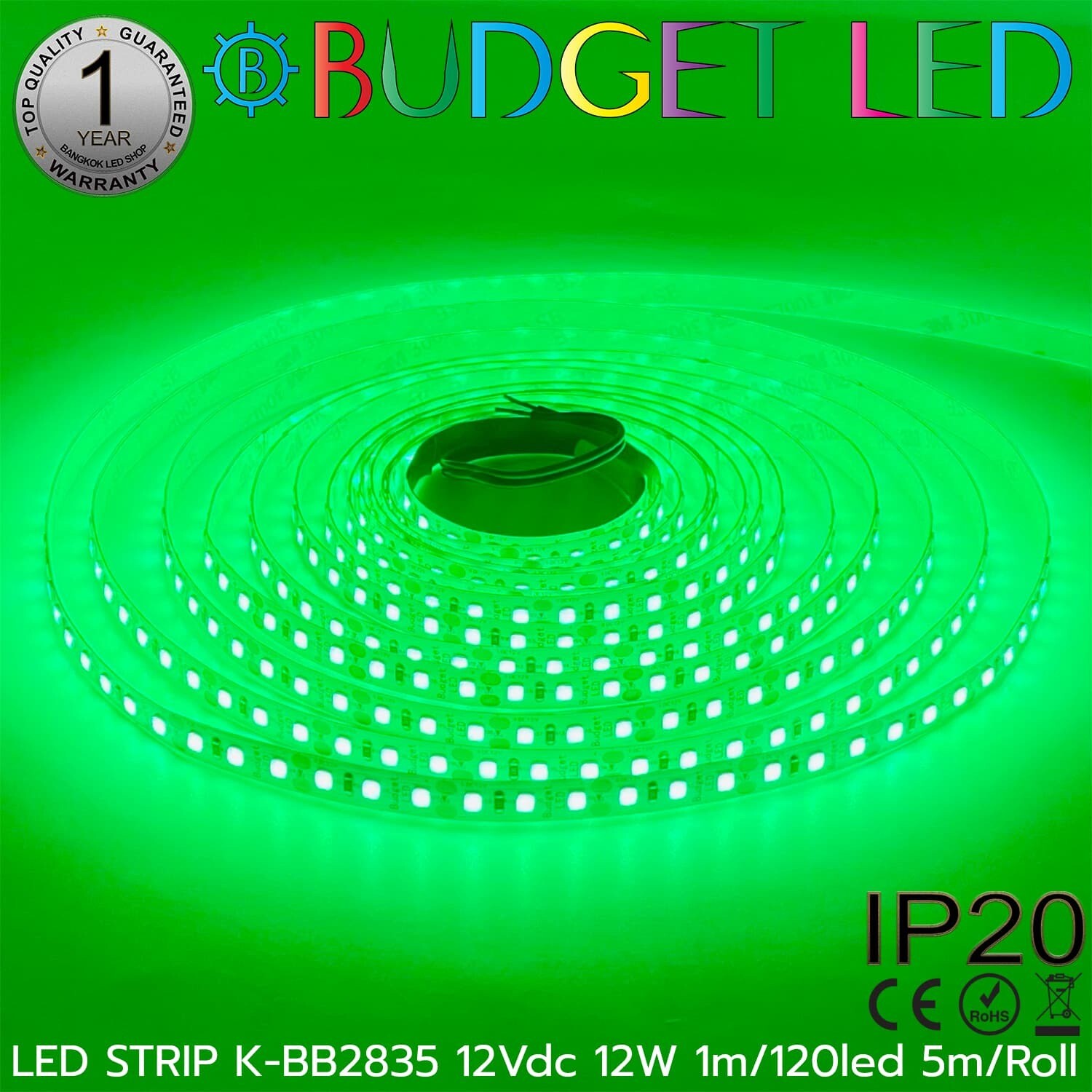 LED STRIP K-BB2835-120-GREEN DC-12V IP20 BUDGET LED