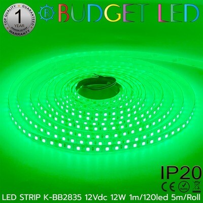 LED STRIP K-BB2835-120-GREEN DC-12V IP20 BUDGET LED