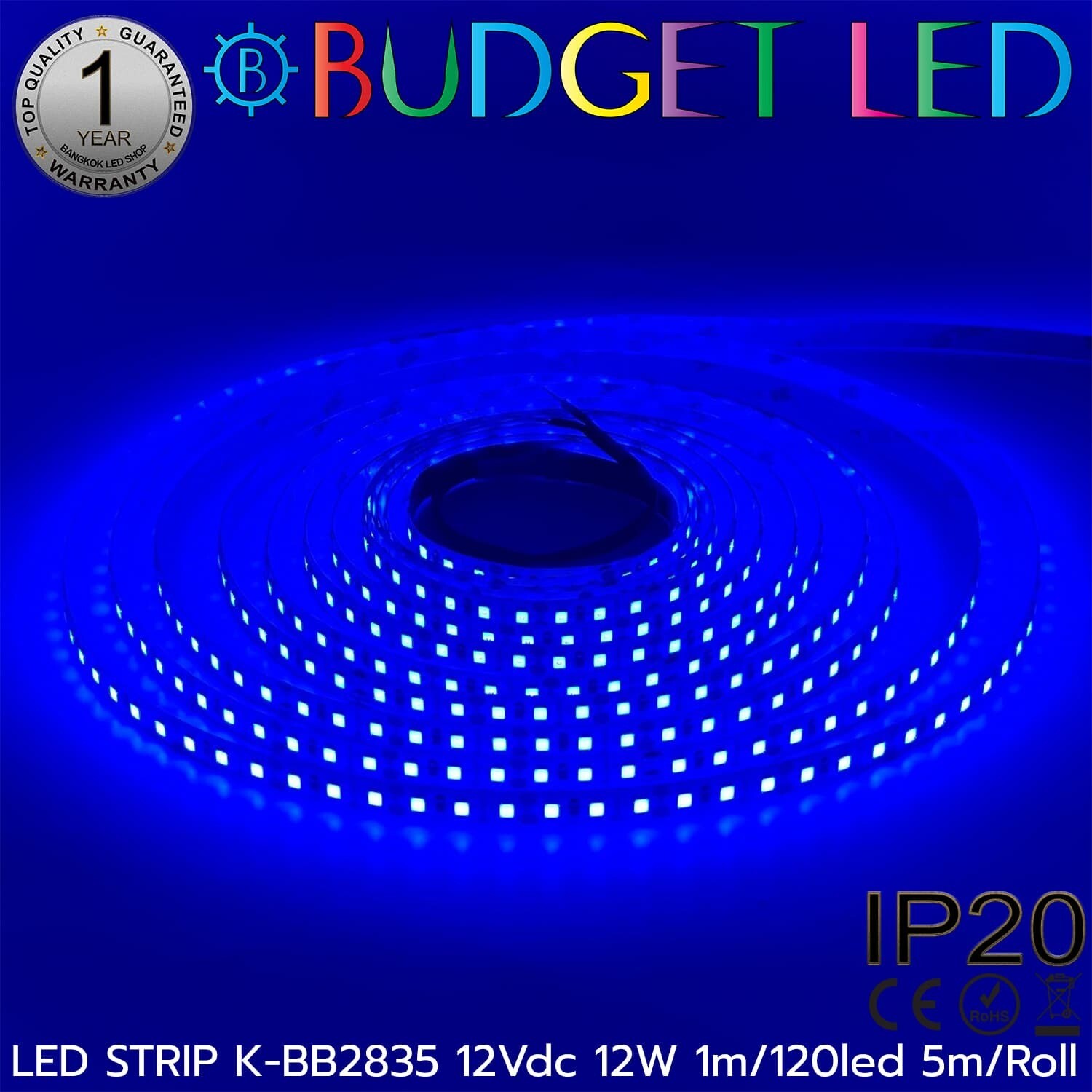 LED STRIP K-BB2835-120-BLUE DC-12V IP20 BUDGET LED