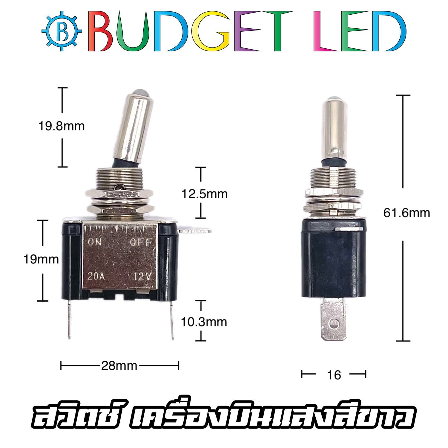 TOGGLE SWITCH 12 VDC White