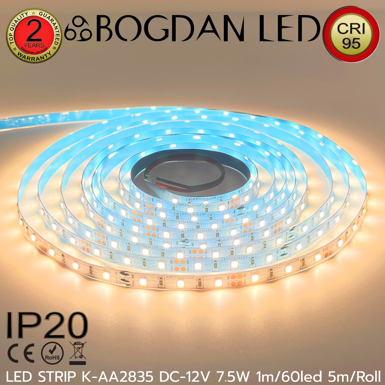 LED STRIP K-AA2835-60-4000K DC-12V IP20 BOGDAN LED
