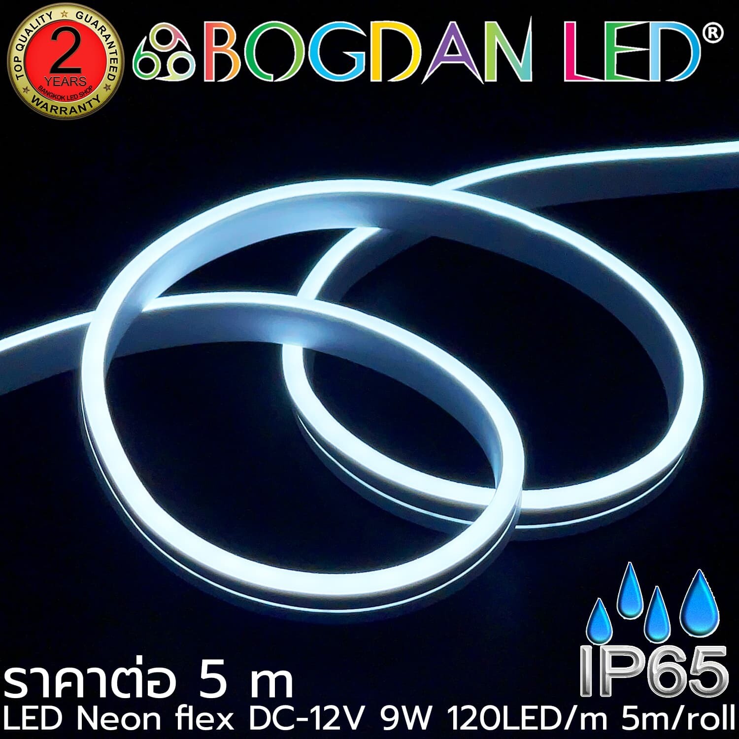LED Neon Flex Grade A 5x10mm 5M 12V Cold White 25000K