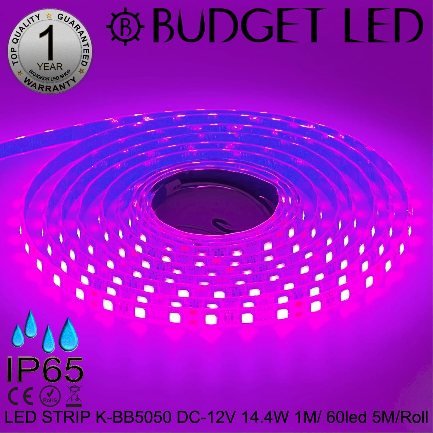 LED STRIP K-BB5050-PINK DC-12V IP65 BUDGET LED LED STRIP K-BB5050-PINK DC-12V IP65 BUDGET LED