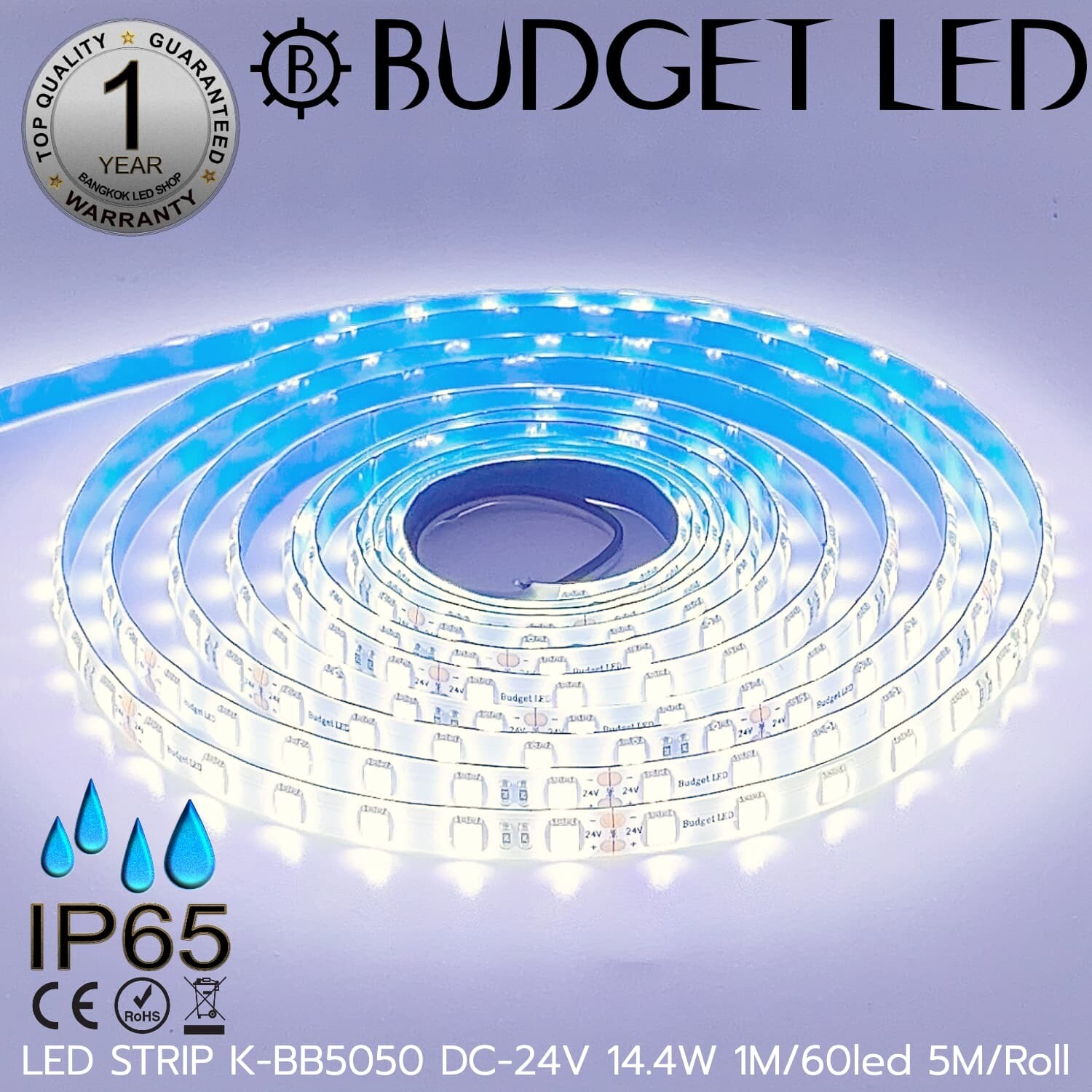 LED STRIP K-BB5050-6500K DC-24V IP65 BUDGET LED LED STRIP K-BB5050-6500K DC-24V IP65 BUDGET LED