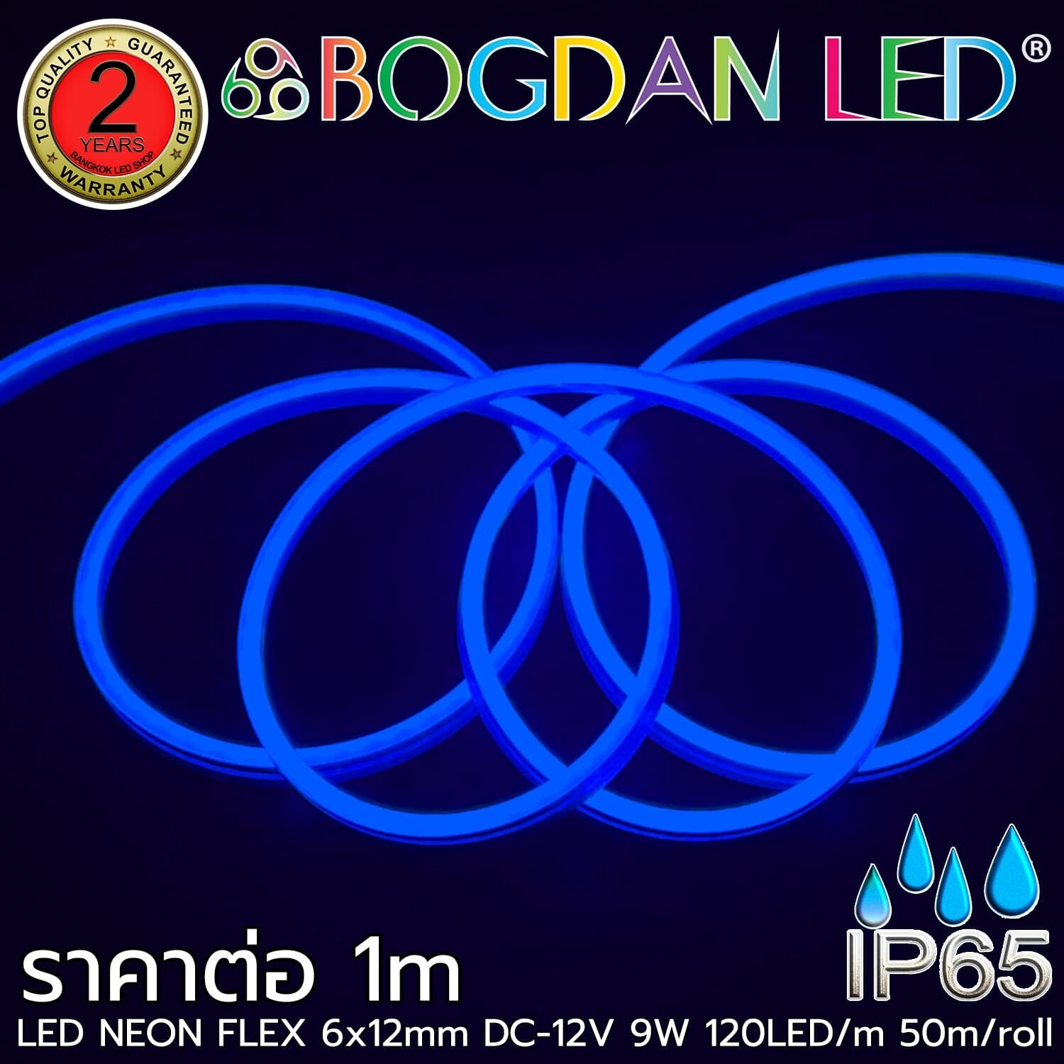 LED Neon Flex Grade A 6x12mm 1M 12V Blue