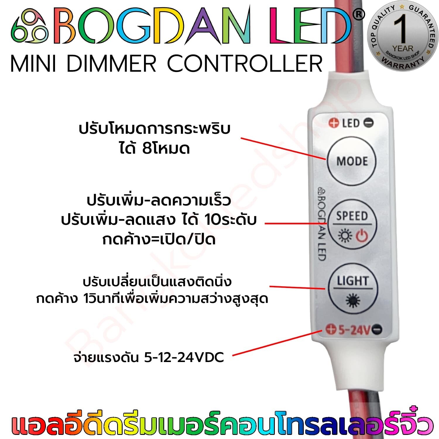 Mini Dimmer Single Color 5-24VDC