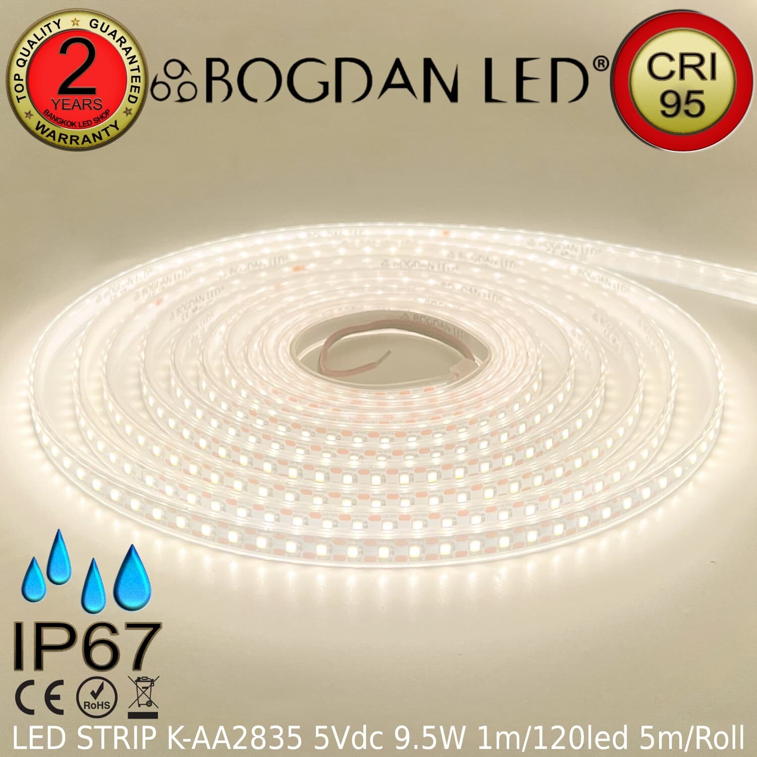 LED STRIP K-AA2835-120-4000K DC-5V IP67 BOGDAN LED LED STRIP K-AA2835-120-4000K DC-5V IP67 BOGDAN LED