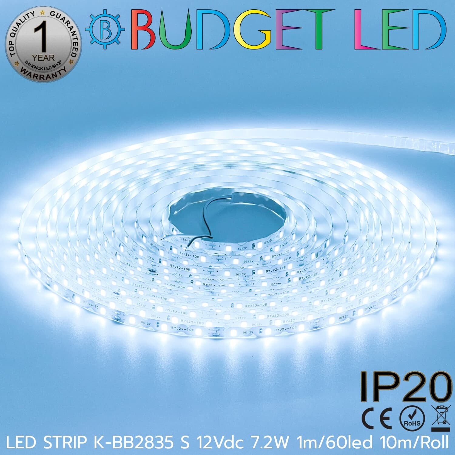 LED STRIP K-BB2835-S-60-10000K DC-12V IP20 10M BUDGET LED