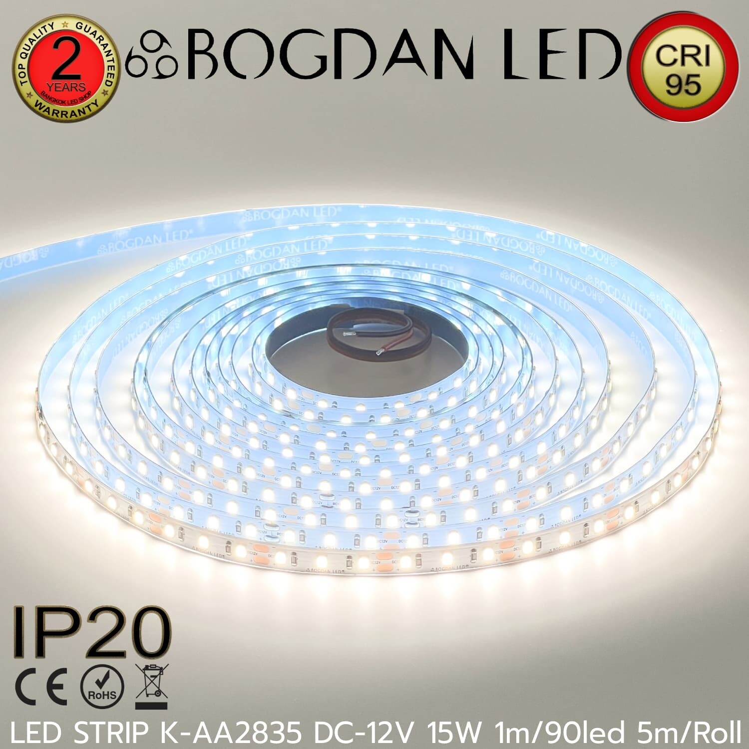 LED STRIP K-AA2835-90-5700K IP20 DC-12V BOGDAN LED