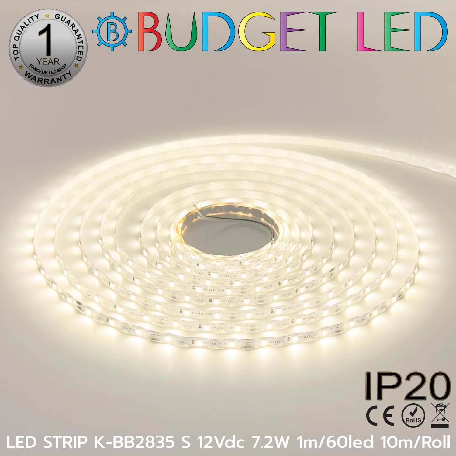 LED STRIP K-BB2835-S-60-4000K DC-12V IP20 10M BUDGET LED