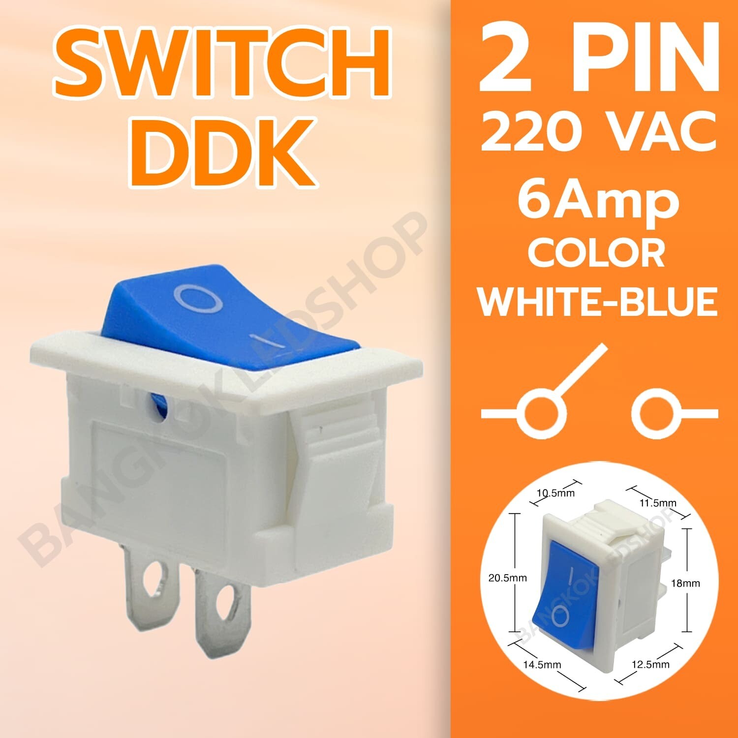 SWITCH-DDK KCD1-201A 2P White-Blue 220V SWITCH-DDK KCD1-201A 2P White-Blue 220V