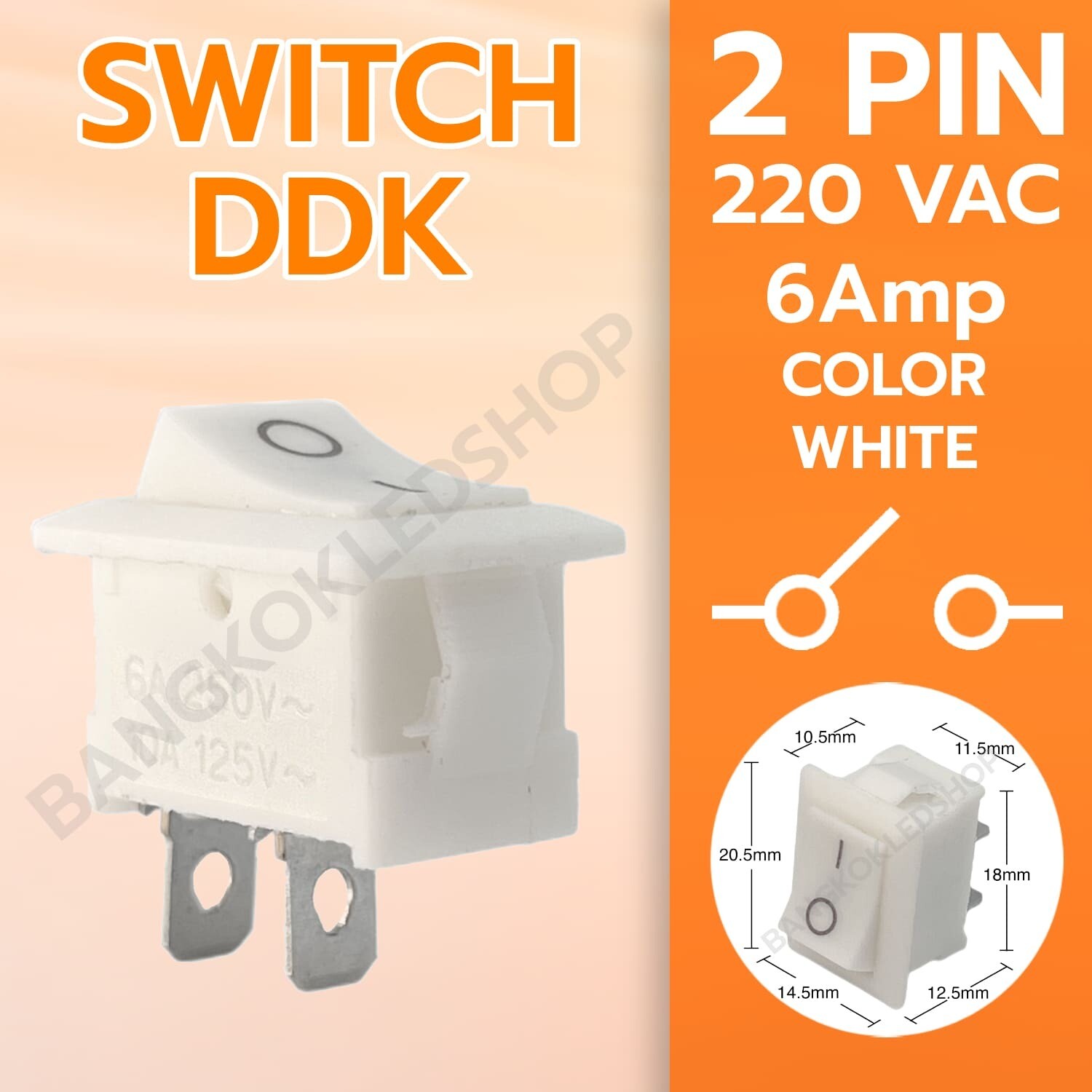 SWITCH-DDK KCD1-201A 2P White 220V