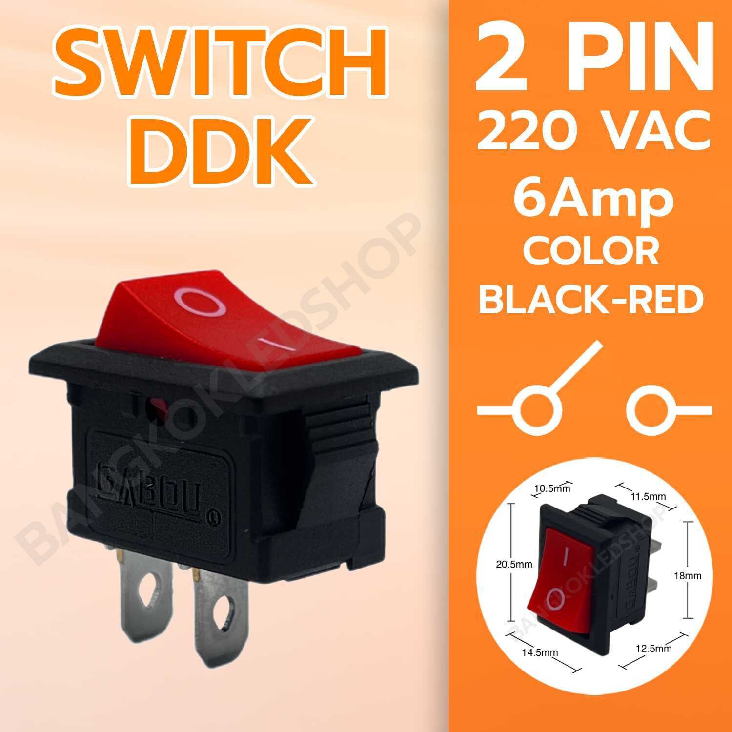 SWITCH-DDK KCD1-201A 2P Black-Red 220V