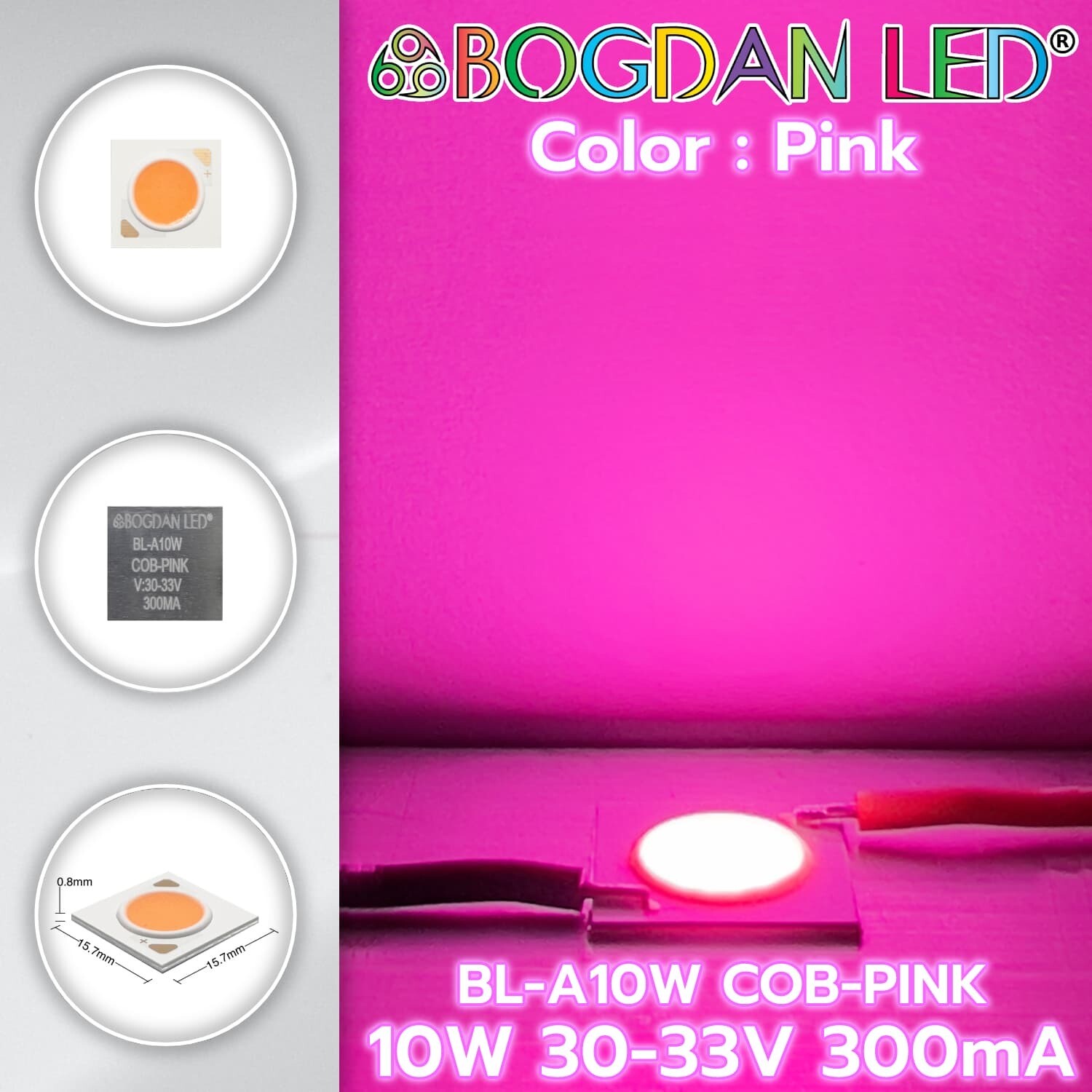 BL-A10W-COB-Pink 10W 30-33V 300mA