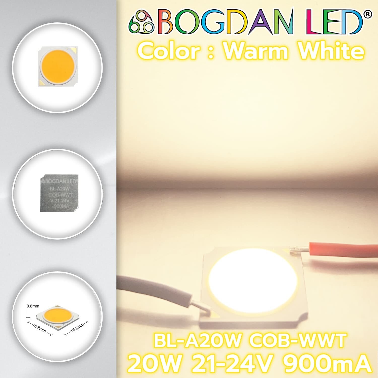 BL-A20W-COB-Warm White 20W 21-24V 900mA