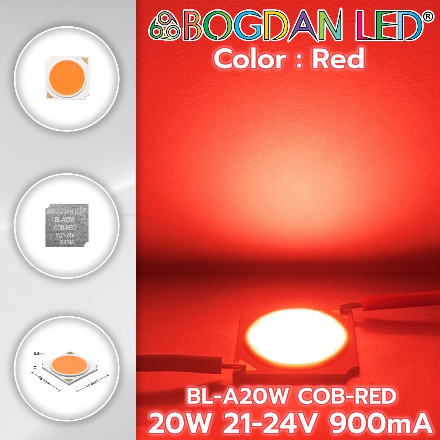 BL-A20W-COB-Red 20W 21-24V 900mA