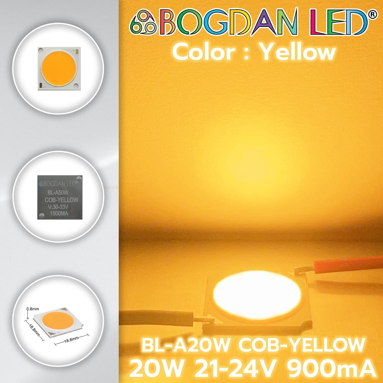 BL-A20W-COB-Yellow 20W 21-24V 900mA