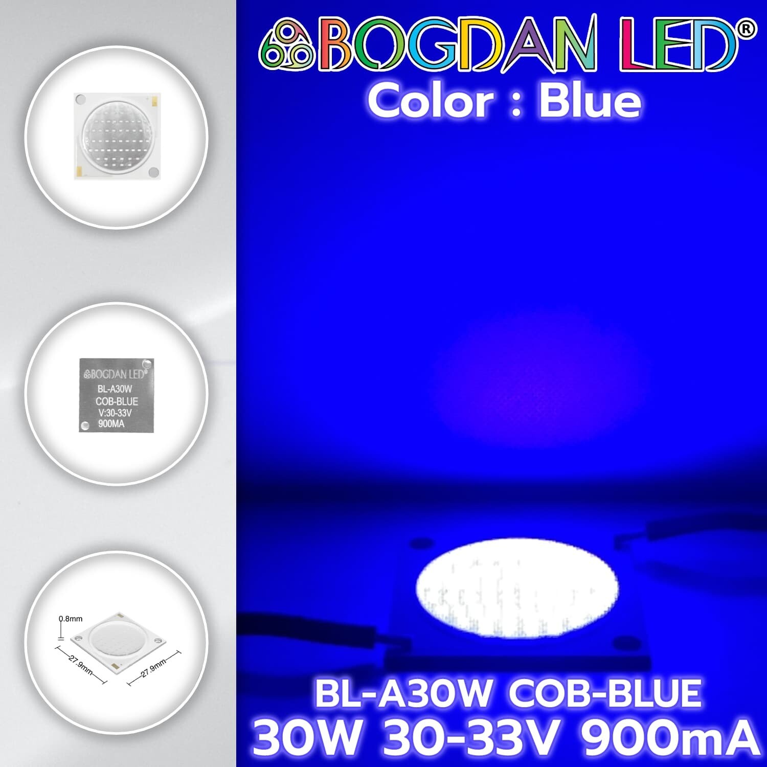 BL-A30W-COB-Blue 30W 30-33V 900mA