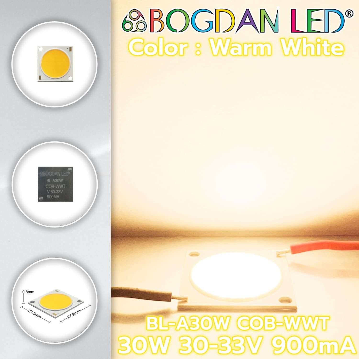 BL-A30W-COB-Warm White 30W 30-33V 900mA BL-A30W-COB-Warm White 30W 30-33V 900mA