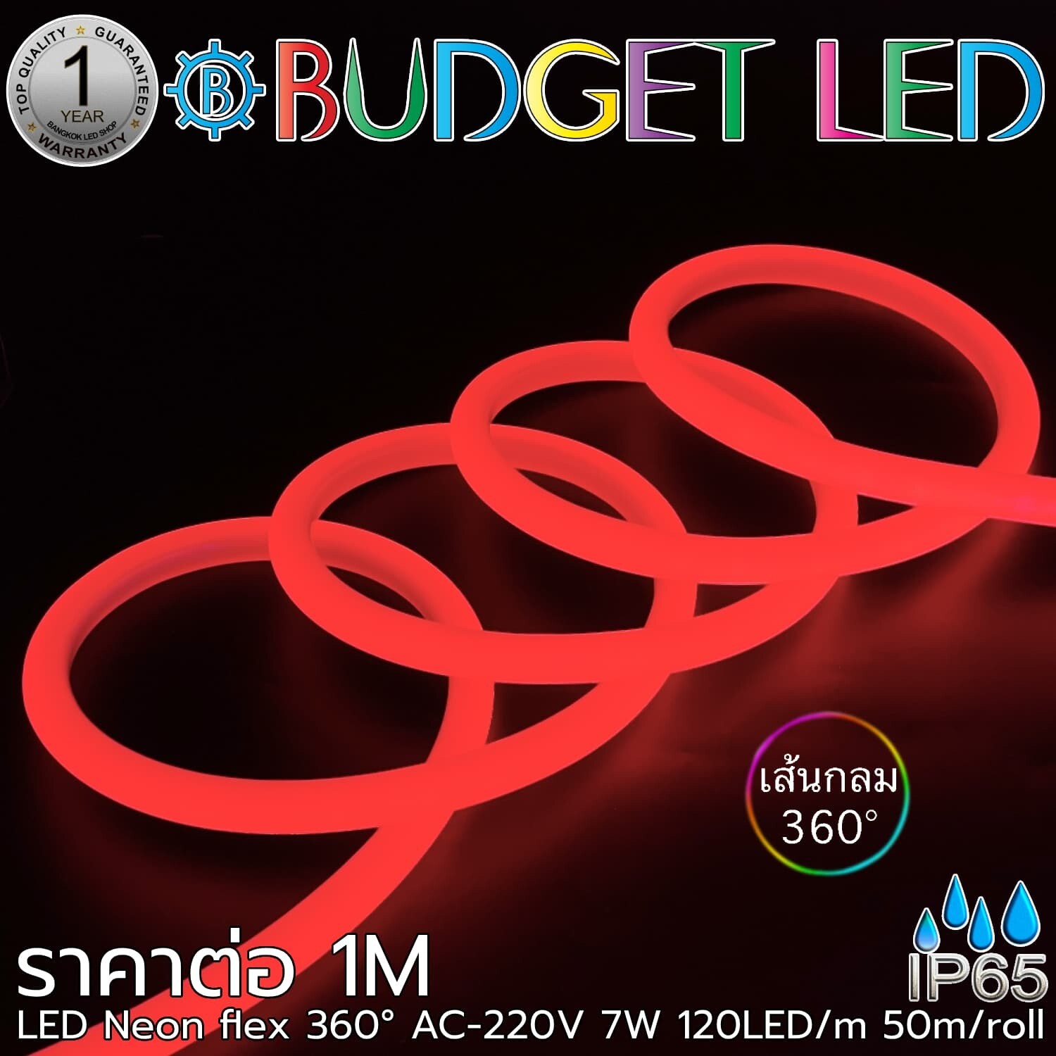 LED Neon Flex-14mm 360° 220V AC Red