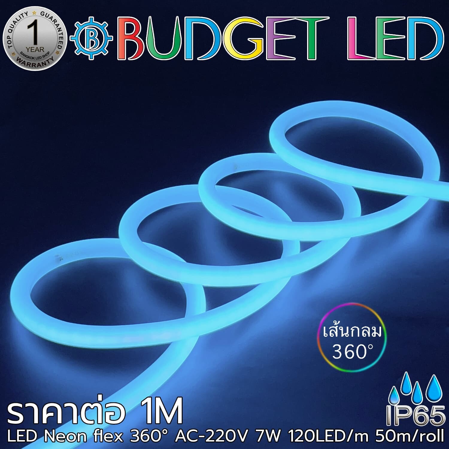 LED Neon Flex-14mm 360° 220V AC Ice Blue