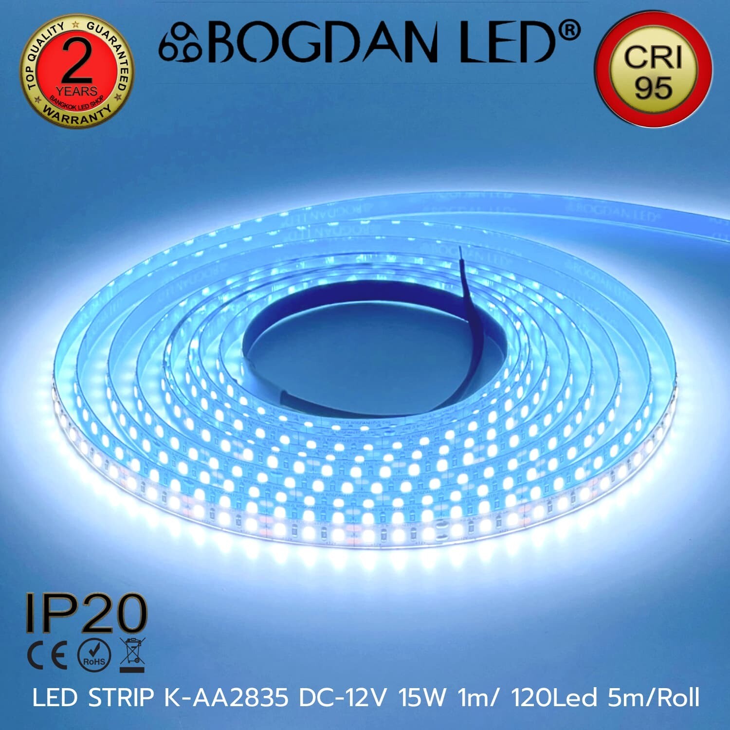 LED STRIP K-AA2835-120-9000K DC-12V IP20 BOGDAN LED