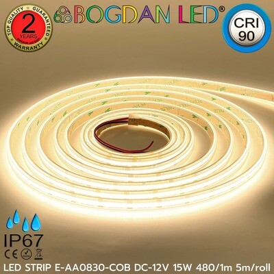 LED STRIP E-AA0830-COB-4000K DC12V IP67 BOGDAN LED