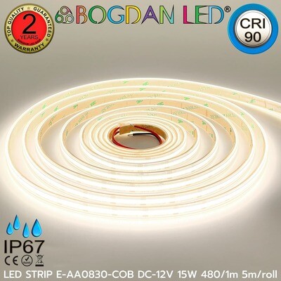 LED STRIP E-AA0830-COB-5000K DC12V IP67 BOGDAN LED LED STRIP E-AA0830-COB-5000K DC12V IP67 BOGDAN LED