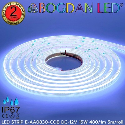 LED STRIP E-AA0830-COB-10000K DC12V IP67 BOGDAN LED