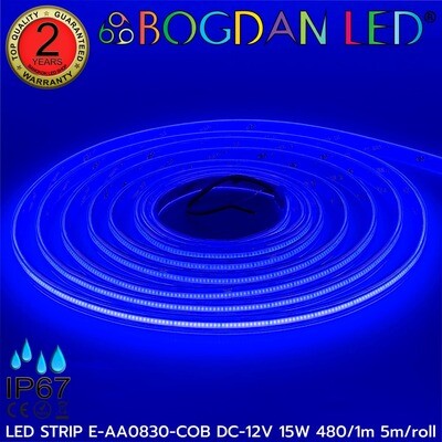 LED STRIP E-AA0830-COB-BLUE DC12V IP67 BOGDAN LED