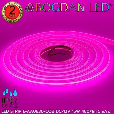 LED STRIP E-AA0830-COB-PINK DC12V IP67 BOGDAN LED