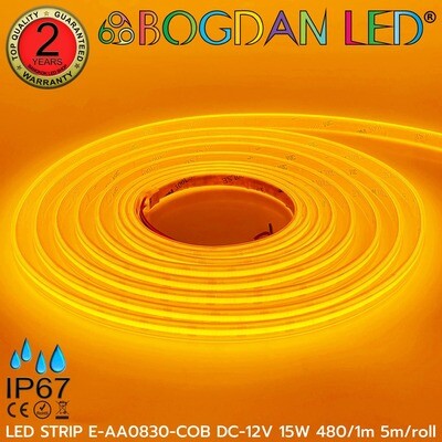 LED STRIP E-AA0830-COB-YELLOW DC12V IP67 BOGDAN LED