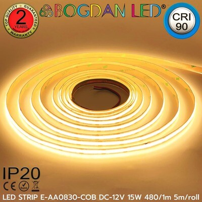LED STRIP E-AA0830-COB-3000K DC-12V IP20 BOGDAN LED