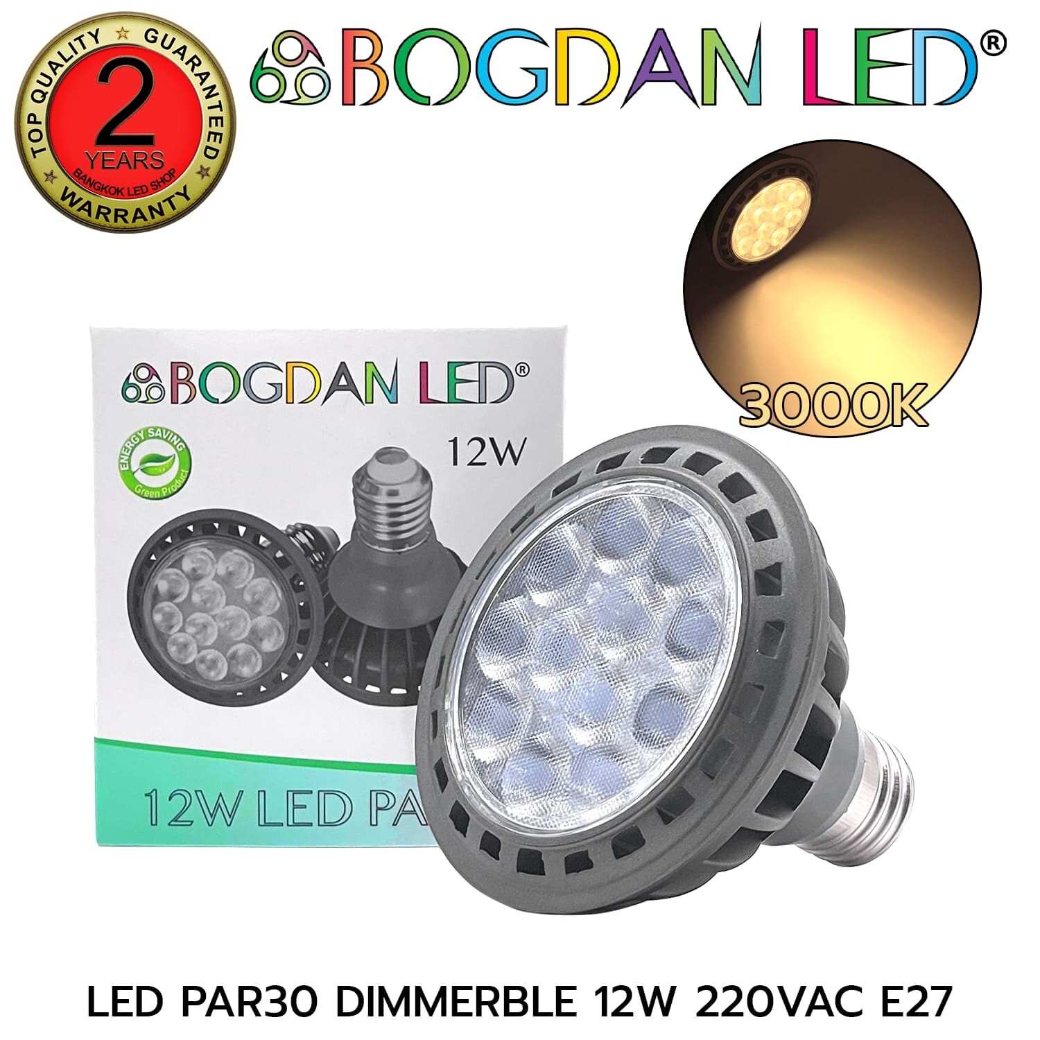 LED PAR30 DIMMERBLE-3000K-12W-220VAC