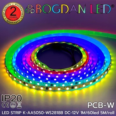 LED STRIP K-AA5050-WS2818B-12V-60LED/1m 5m/roll IP20 PCB-W BOGDAN LED