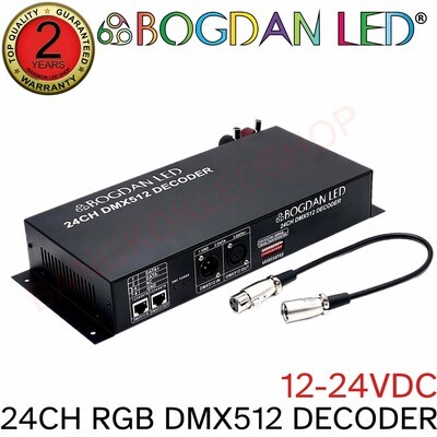 24CH RGB DMX512-Decoder input: 12-24VDC Output: 24CHx2A
