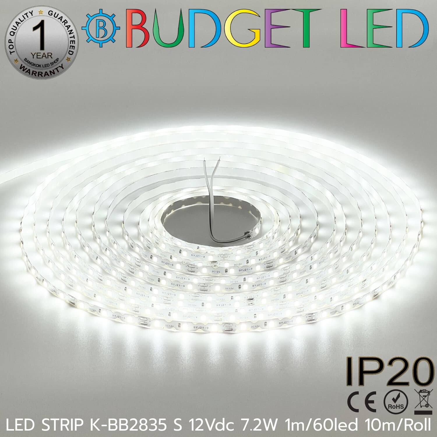 LED STRIP K-BB2835-S-60-6000K DC-12V IP20 10M BUDGET LED