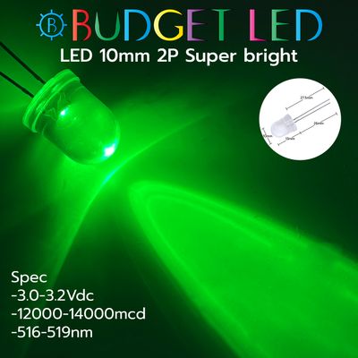 LED 10mm 2P S/P Green Color