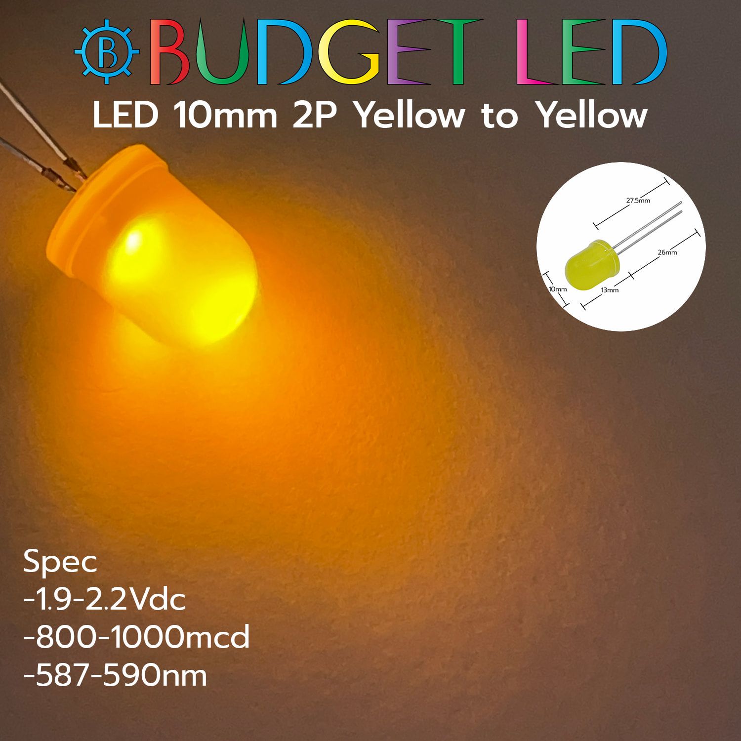LED 10mm 2P Yellow to Yellow Color