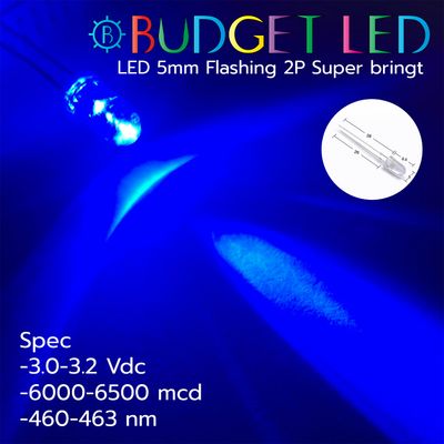 LED 5mm Flashing 2P S/P Blue Color