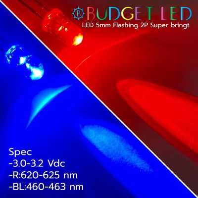 LED 5mm Flashing 2P S/P Red/Blue Color