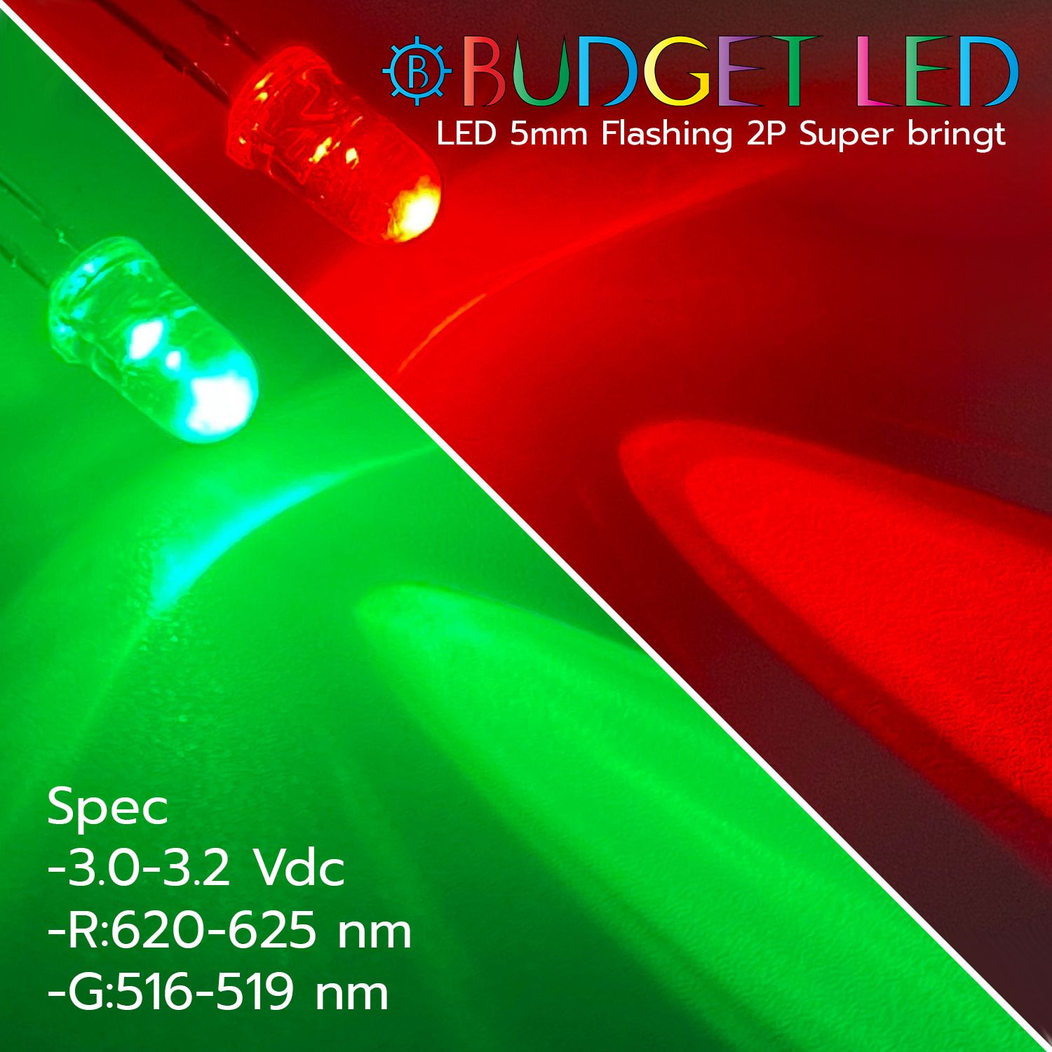 LED 5mm Flashing 2P S/P Red/Green Color