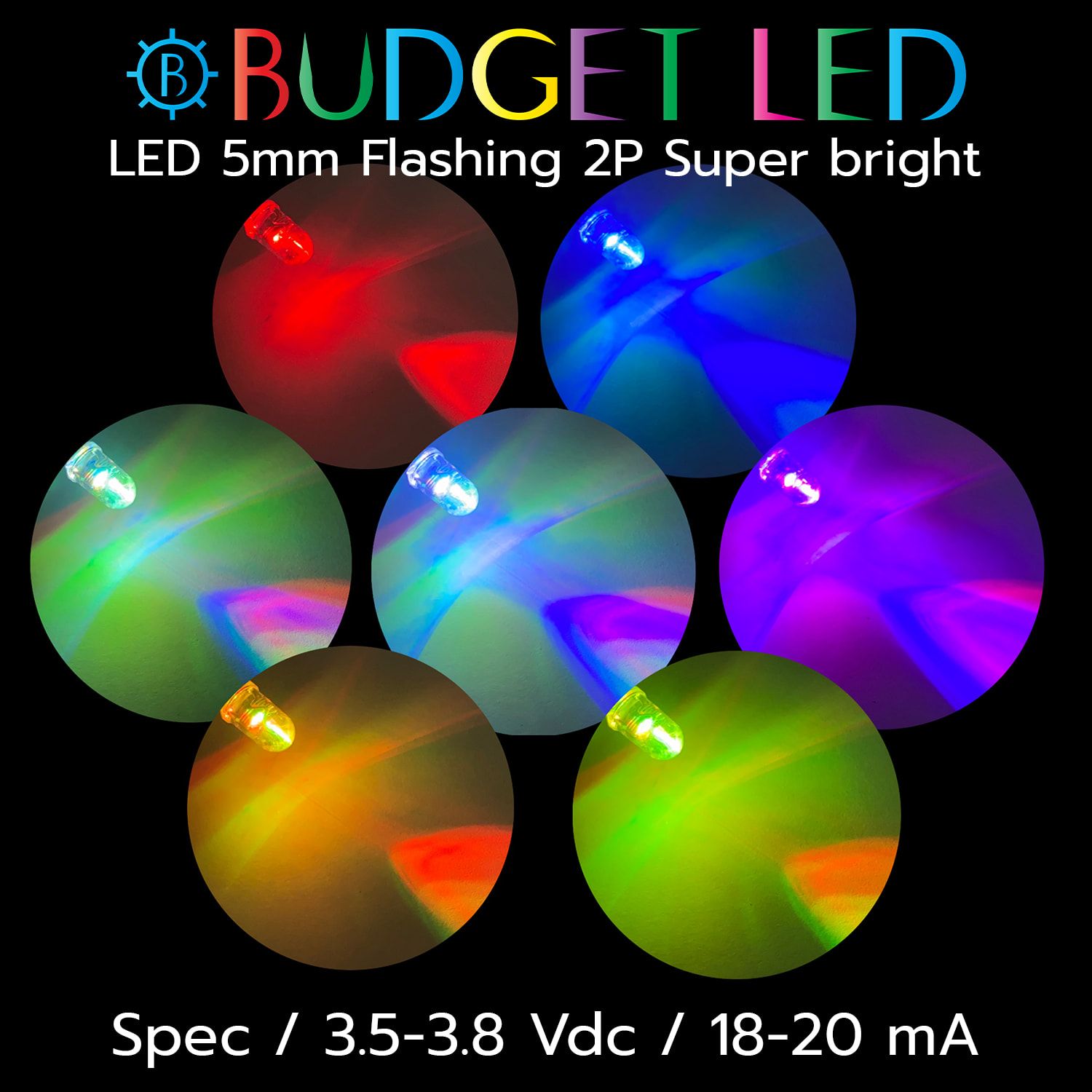 LED 5mm Flashing 2P S/P 7 Color (B)