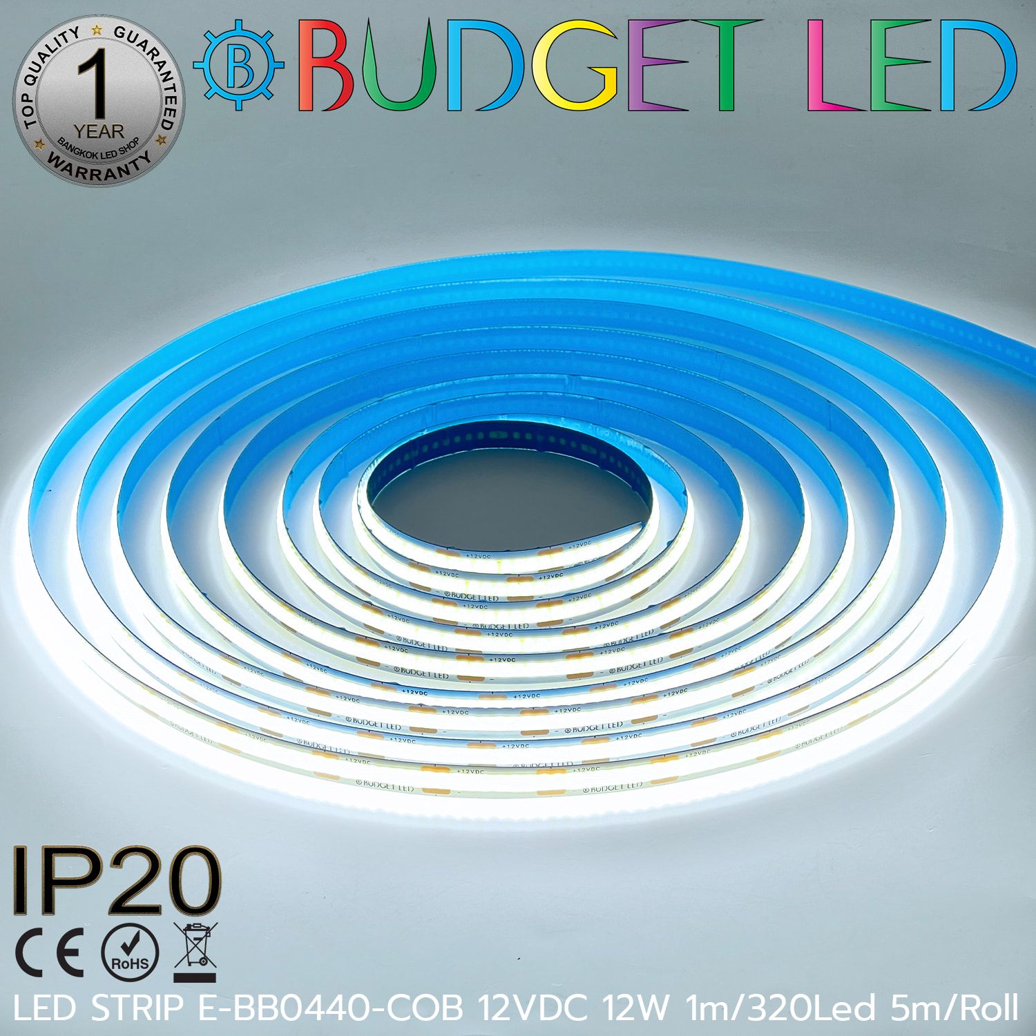 LED STRIP E-BB0440-COB-6500K DC12V IP20 BUDGET LED