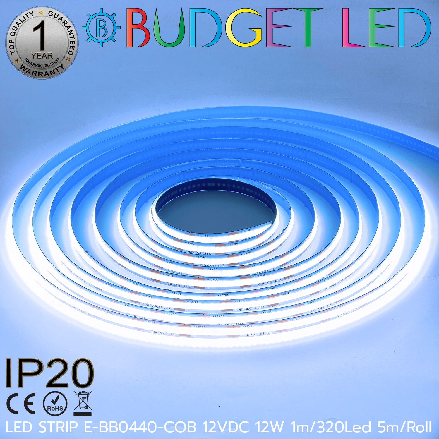 LED STRIP E-BB0440-COB-25000K DC12V IP20 BUDGET LED