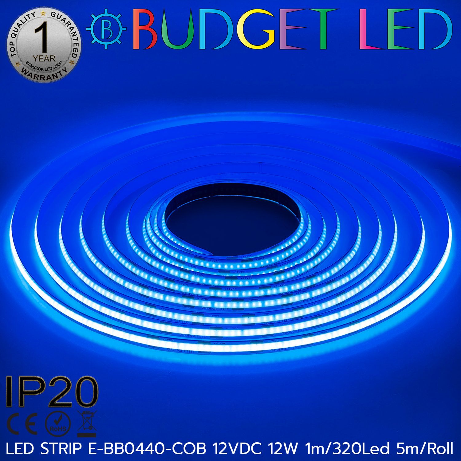LED STRIP E-BB0440-COB-BLUE DC12V IP20 BUDGET LED