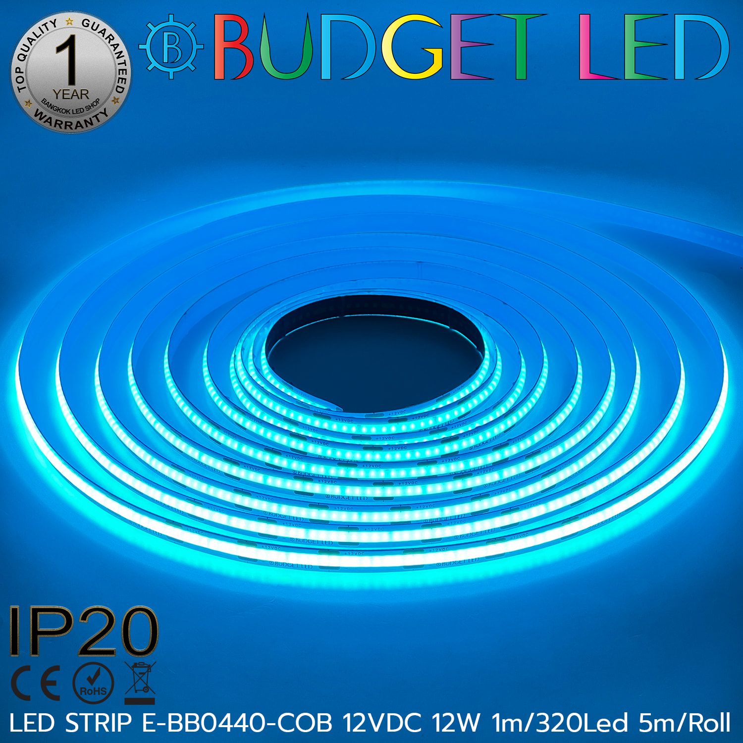 LED STRIP E-BB0440-COB-ICE BLUE DC12V IP20 BUDGET LED