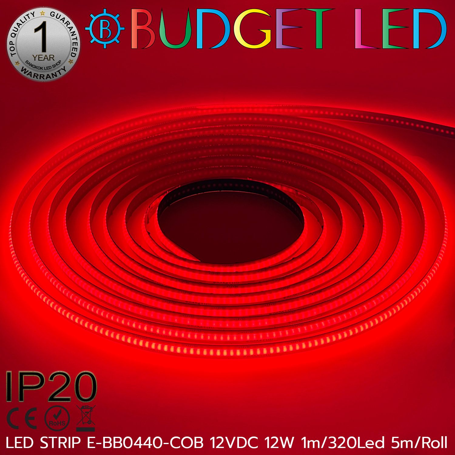 LED STRIP E-BB0440-COB-RED DC12V IP20 BUDGET LED LED STRIP E-BB0440-COB-RED DC12V IP20 BUDGET LED